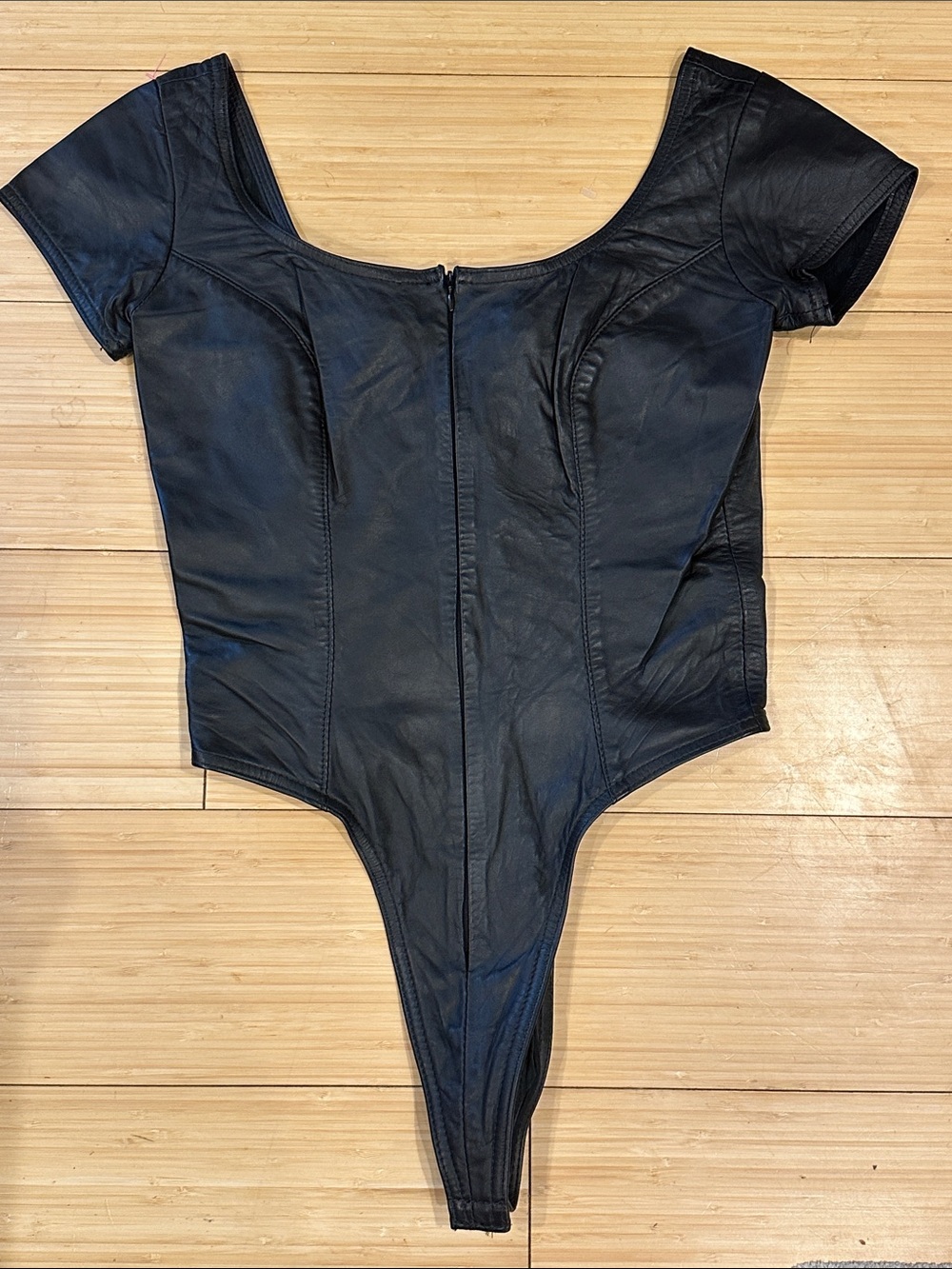 Vintage Leather Zip Up Bodysuit